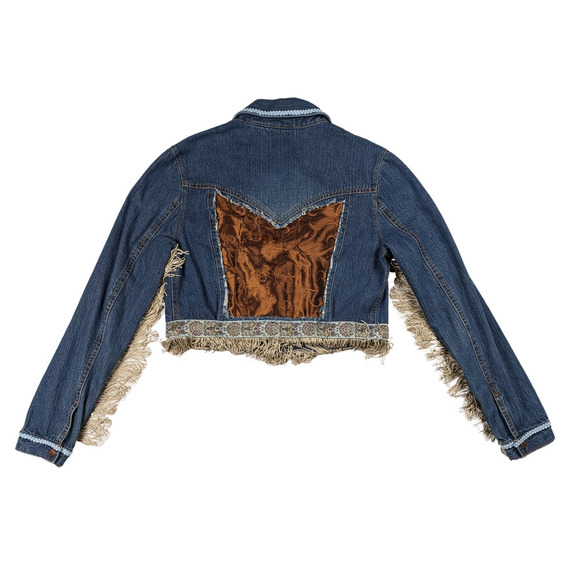 Refreshed - Nordstrom's Upcycled Embellished Denim Jacket Size Small - Picture 3 of 6